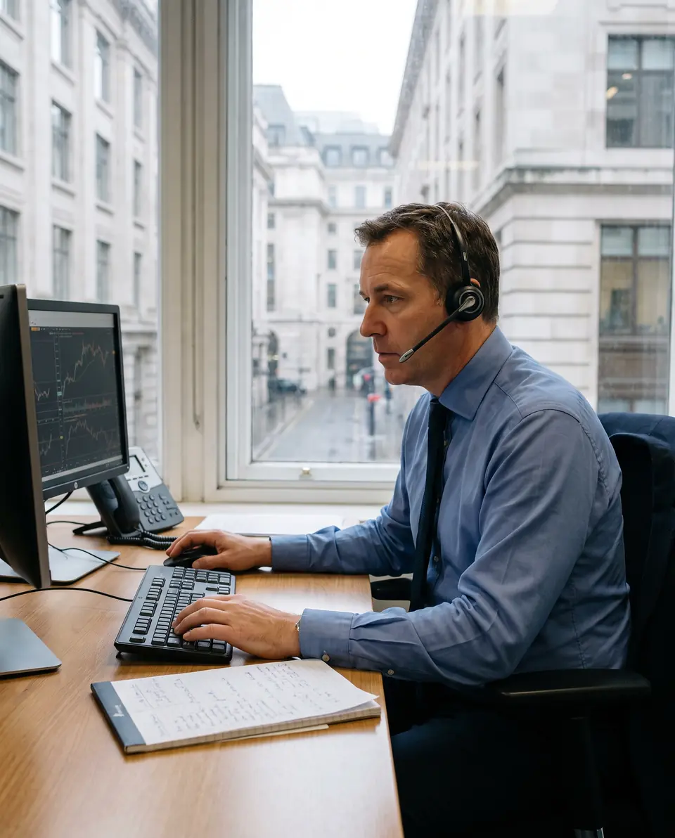 A credit-control officer reviewing an account